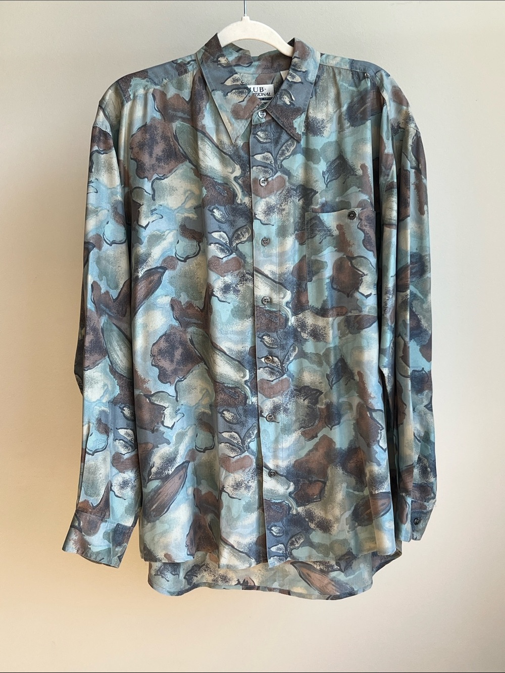 Vintage Club International Pattern Silk Shirt